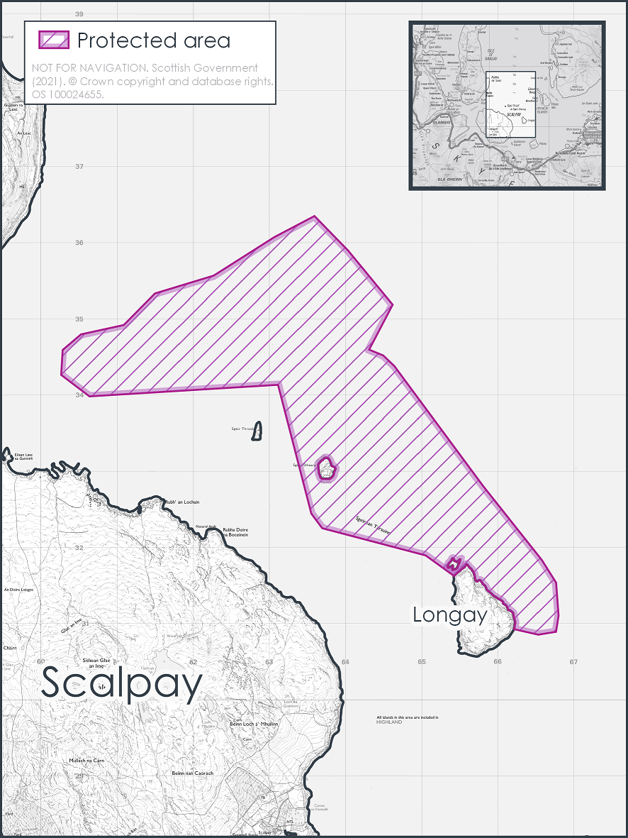 The Marine Protected area covers approximately twelve kilomteres squared and lies just of the north-east Scalpay coast in the Inner Sound of Skye